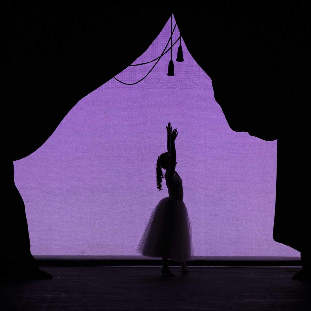 Plays of shadows and purple light for a stage performance