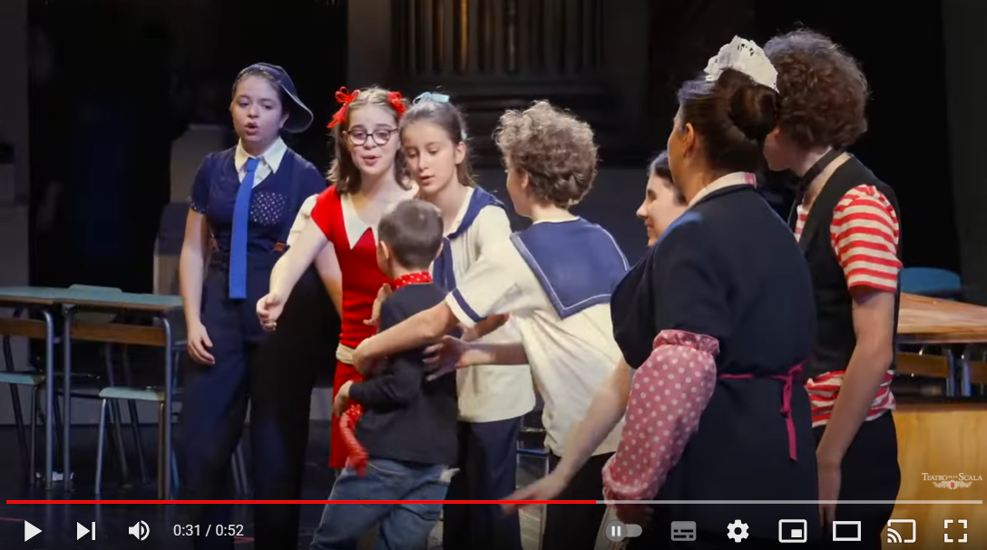 Children's choir on stage during a play